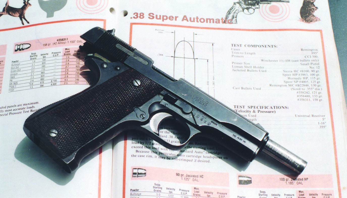 As a basis for procedure, we began our trials by consulting data for the .38 Super. Next, we interpolated modern experience gained in loading the .38 Super.